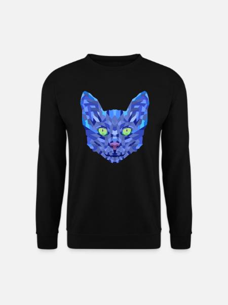 Chat Bleu Polygonal - Sweat-shirt Unisexe - noir