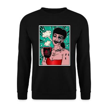 PRETTY ZOMBIE Halloween Apokalypse Horror Monster - Unisex Pullover - Schwarz - Vorne - Alina (178cm) & Michal (187cm)