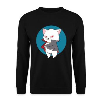 VAMPIRE CAT Halloween Vampir Horror Monster - Unisex Pullover - Schwarz - Vorne - Alina (178cm) & Michal (187cm)