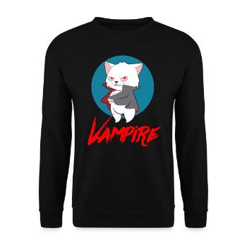 VAMPIRE CAT Halloween Vampir Horror Monster - Unisex Pullover - Schwarz - Vorne - Alina (178cm) & Michal (187cm)