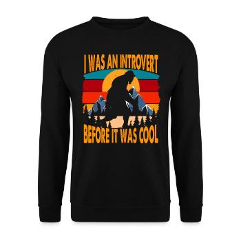 Bigfoot Sasquatch Vintage Retro Sonnenuntergang Introvertiert - Unisex Pullover - Schwarz - Vorne - Alina (178cm) & Michal (187cm)