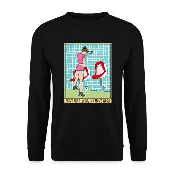 PEE FETISH GIRL GENDER TOILET SEXY - Unisex Pullover - Schwarz - Vorne - Alina (178cm) & Michal (187cm)