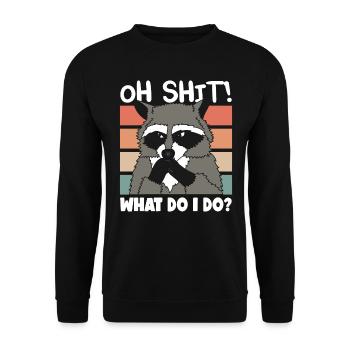 Raccoon Oh Shit Cute Racoon Gift - Unisex Sweatshirt - black - Front - Alina (178cm) & Michal (187cm)
