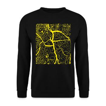 Hintergrund Muster / Struktur Krakel - GELB - Unisex Pullover - Schwarz - Vorne - Alina (178cm) & Michal (187cm)