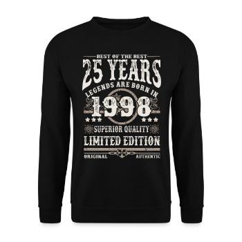 Born in 1998 - 25 years old - Unisex Sweatshirt - black - Front - Alina (178cm) & Michal (187cm)