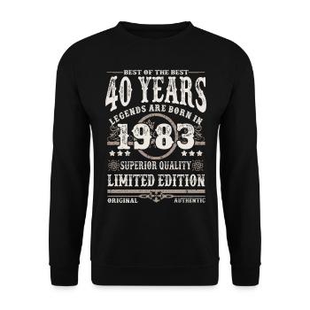 Born in 1983 - 40 years old - Unisex Sweatshirt - black - Front - Alina (178cm) & Michal (187cm)