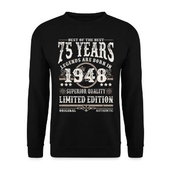 Né en 1948 - 75 ans - Sweat-shirt Unisexe - noir - Devant - Alina (178cm) & Michal (187cm)