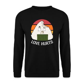 Onigiri Love Hurts Nihon Foodie Japan Fan Anime - Unisex Sweatshirt - black - Front - Alina (178cm) & Michal (187cm)