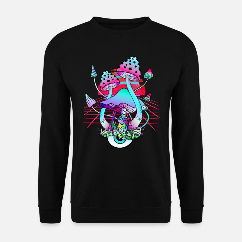 Champignons Psychédéliques - Retro Wave Sunset - Sweat-shirt Unisexe - noir