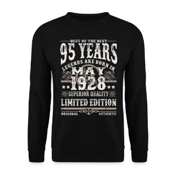 Born in May 1928 - 95 years old - Unisex Sweatshirt - black - Front - Alina (178cm) & Michal (187cm)