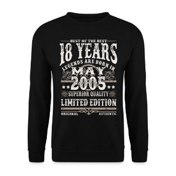 Born in May 2005 - 18 years old - Unisex Sweatshirt - black - Front - Alina (178cm) & Michal (187cm)