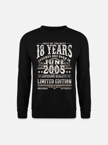 Geboren im Juni 2005 - 18 Jahre alt - Unisex Pullover - Schwarz