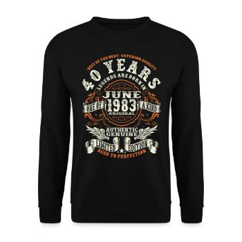 40 years old - born in june 1983 - Unisex Sweatshirt - black - Front - Alina (178cm) & Michal (187cm)