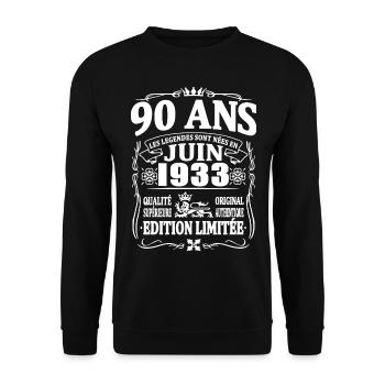 cadeau d'anniversaire juin 1933 - 90 ans - Sweat-shirt Unisexe - noir - Devant - Alina (178cm) & Michal (187cm)