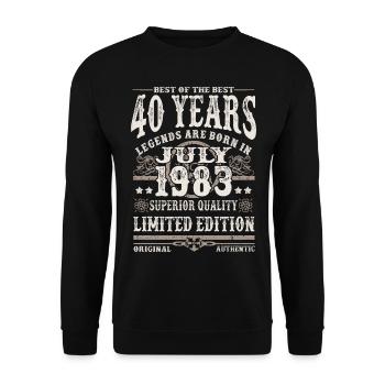 legends born in july 1983 - 40 years - Unisex Sweatshirt - black - Front - Alina (178cm) & Michal (187cm)