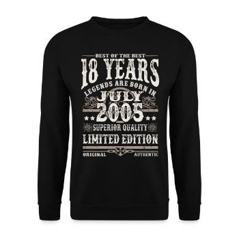 legends born in july 2005 - 18 years - Unisex Sweatshirt - black - Front - Alina (178cm) & Michal (187cm)