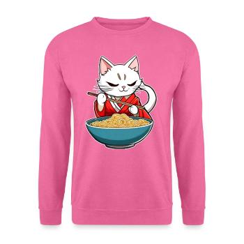 Niedliche asiatische Katze und Ramen Nudeln - Unisex Pullover - Pink - Vorne