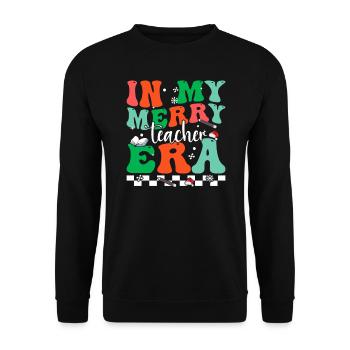 In meiner sehr fröhlichen Lehrer-Ära groovige Weihnachten - Unisex Pullover - Schwarz - Vorne - Alina (178cm) & Michal (187cm)