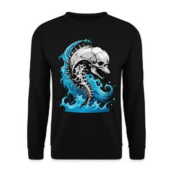 Dolphin Skull // Skull // Sea Water FS0023 - Unisex Sweatshirt - black - Front - Alina (178cm) & Michal (187cm)