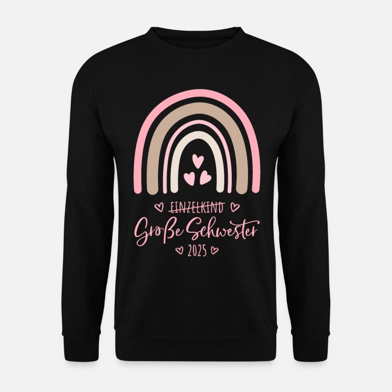Boho Regenbogen Einzelkind Große Schwester 2025 - Unisex Pullover - Schwarz