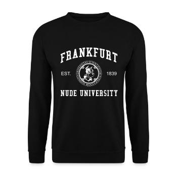 Frankfurt Nude University Hochschule Universität - Unisex Pullover - Schwarz - Vorne - Alina (178cm) & Michal (187cm)