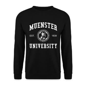 Münster University Universität Hochschule Uni - Unisex Pullover - Schwarz - Vorne - Alina (178cm) & Michal (187cm)