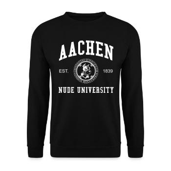 Aachen Nude University Universität Hochschule Uni - Unisex Sweatshirt - black - Front - Alina (178cm) & Michal (187cm)
