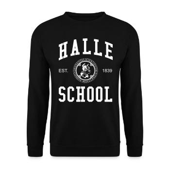 Halle School University Universität Hochschule Uni - Sweat-shirt Unisexe - noir - Devant - Alina (178cm) & Michal (187cm)