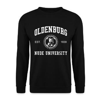 Oldenburg Nude University Hochschule Universität - Unisex Pullover - Schwarz - Vorne - Alina (178cm) & Michal (187cm)