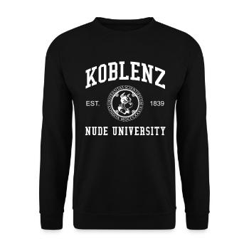 Koblenz Nude University Hochschule Universität Uni - Unisex Pullover - Schwarz - Vorne - Alina (178cm) & Michal (187cm)
