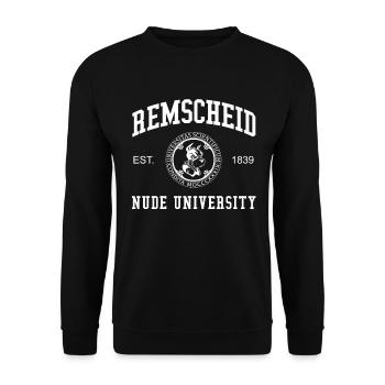Remscheid Nude University Hochschule Universität - Unisex Pullover - Schwarz - Vorne - Alina (178cm) & Michal (187cm)