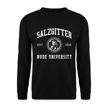 Salzgitter Nude University Hochschule Universität - Unisex Pullover - Schwarz - Vorne - Alina (178cm) & Michal (187cm)