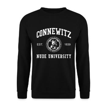Leipzig Connewitz Nude University Hochschule Uni - Unisex Pullover - Schwarz - Vorne - Alina (178cm) & Michal (187cm)