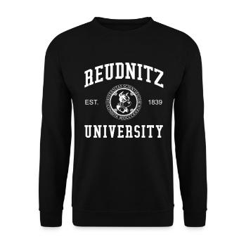 Leipzig Reudnitz University Universität Hochschule - Unisex Pullover - Schwarz - Vorne - Alina (178cm) & Michal (187cm)