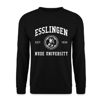 Esslingen Nude University Hochschule Universität - Unisex Pullover - Schwarz - Vorne - Alina (178cm) & Michal (187cm)