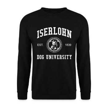 Iserlohn Dog University Universität Hochschule Uni - Unisex Sweatshirt - black - Front - Alina (178cm) & Michal (187cm)