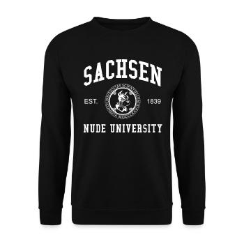 Saxony Nude University University University - Unisex Sweatshirt - black - Front - Alina (178cm) & Michal (187cm)