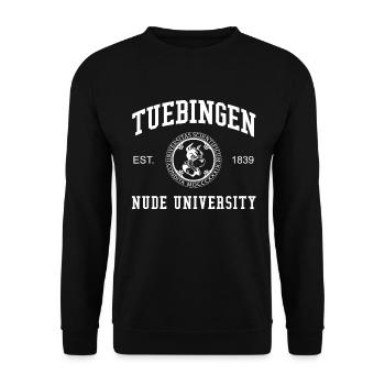Tübingen Nude University Universität Hochschule - Unisex Pullover - Schwarz - Vorne - Alina (178cm) & Michal (187cm)