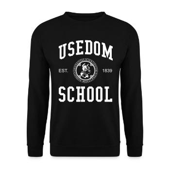 Usedom School Hochschule University Schule Uni - Unisex Sweatshirt - black - Front - Alina (178cm) & Michal (187cm)