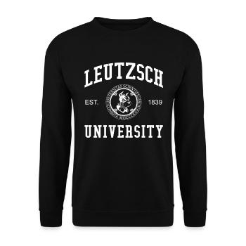 Leipzig Leutzsch University Universität Hochschule - Unisex Pullover - Schwarz - Vorne - Alina (178cm) & Michal (187cm)