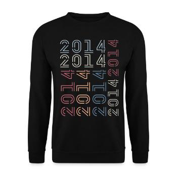 Geboren im Jahr 2014 Geburtstagsgeschenk 2014 Retro 2014 - Unisex Pullover - Schwarz - Vorne - Alina (178cm) & Michal (187cm)