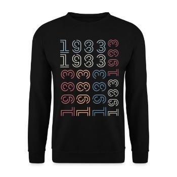 Jahrgang 1983 Geburtstagsgeschenk 1983 Retro 1983 - Unisex Pullover - Schwarz - Vorne - Alina (178cm) & Michal (187cm)