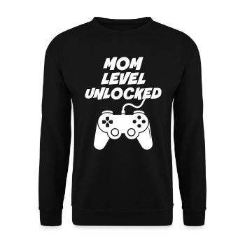 Mama-Level freigeschaltet - Unisex Pullover - Schwarz - Vorne - Alina (178cm) & Michal (187cm)