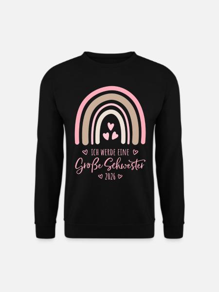 Ich werde eine große Schwester 2026 Regenbogen - Unisex Pullover - Schwarz