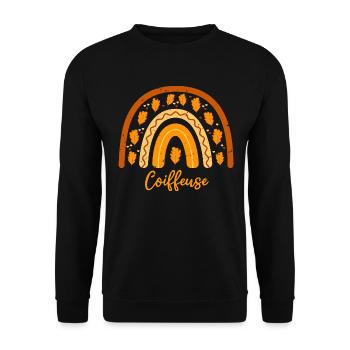 Zum besten Friseur gewählt| Schminktisch Geschenkidee - Unisex Pullover - Schwarz - Vorne - Alina (178cm) & Michal (187cm)