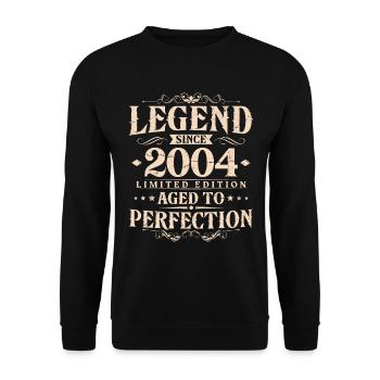 Légende depuis 2004 Vintage Born Anniversaire - Sweat-shirt Unisexe - noir - Devant - Alina (178cm) & Michal (187cm)