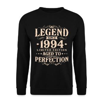 Légende depuis 1994 Vintage Born Anniversaire - Sweat-shirt Unisexe - noir - Devant - Alina (178cm) & Michal (187cm)