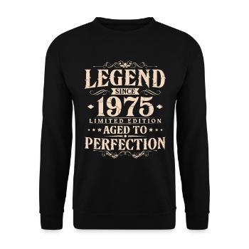 Légende depuis 1975 Vintage Born Anniversaire - Sweat-shirt Unisexe - noir - Devant - Alina (178cm) & Michal (187cm)