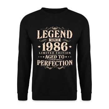 Légende depuis 1986 Vintage Born Anniversaire - Sweat-shirt Unisexe - noir - Devant - Alina (178cm) & Michal (187cm)