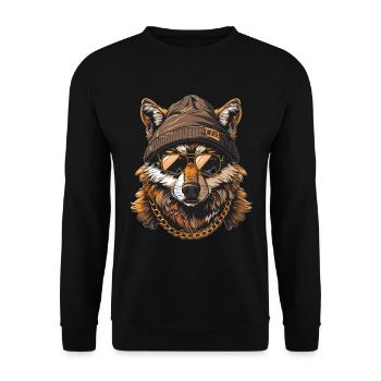 Wolf - Unisex Pullover - Schwarz - Vorne - Alina (178cm) & Michal (187cm)